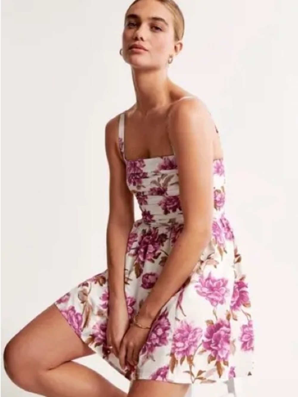 Abercrombie & Fitch Pink Floral Mini Dress on Cream